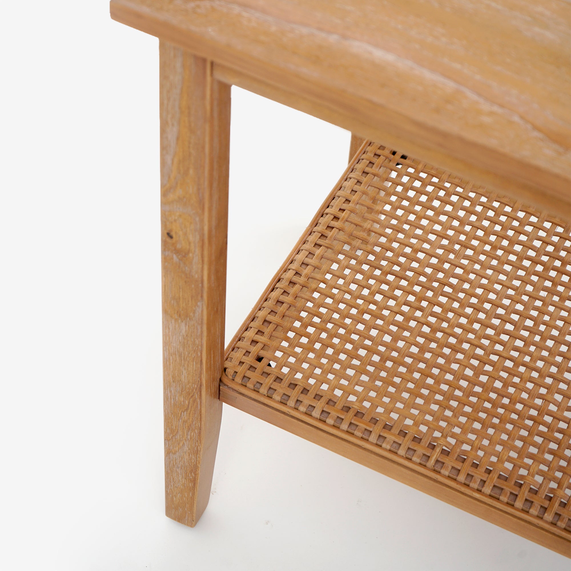 Detail leg Natural Liora Rectangular Rattan Accent Table 