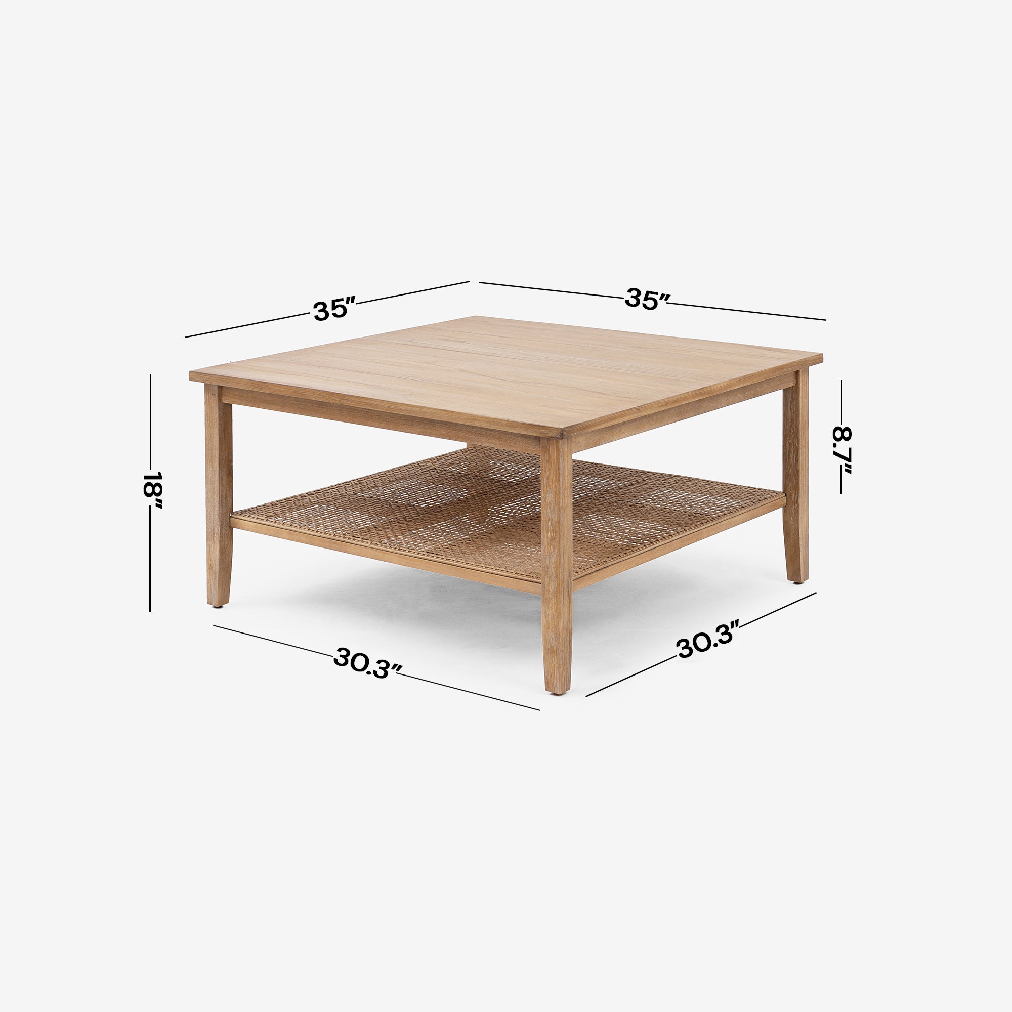 Detail Dimension Natural Liora Square Rattan Coffee Table