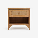 Front View Natural Lurian 1 Drawer Rattan Nightstand