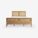 Front View Natural Lurian Queen Rattan Bed