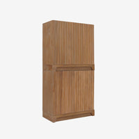 Angled View Set Of 2 Natural Mira 31.5 Scalloped Modular Cabinet