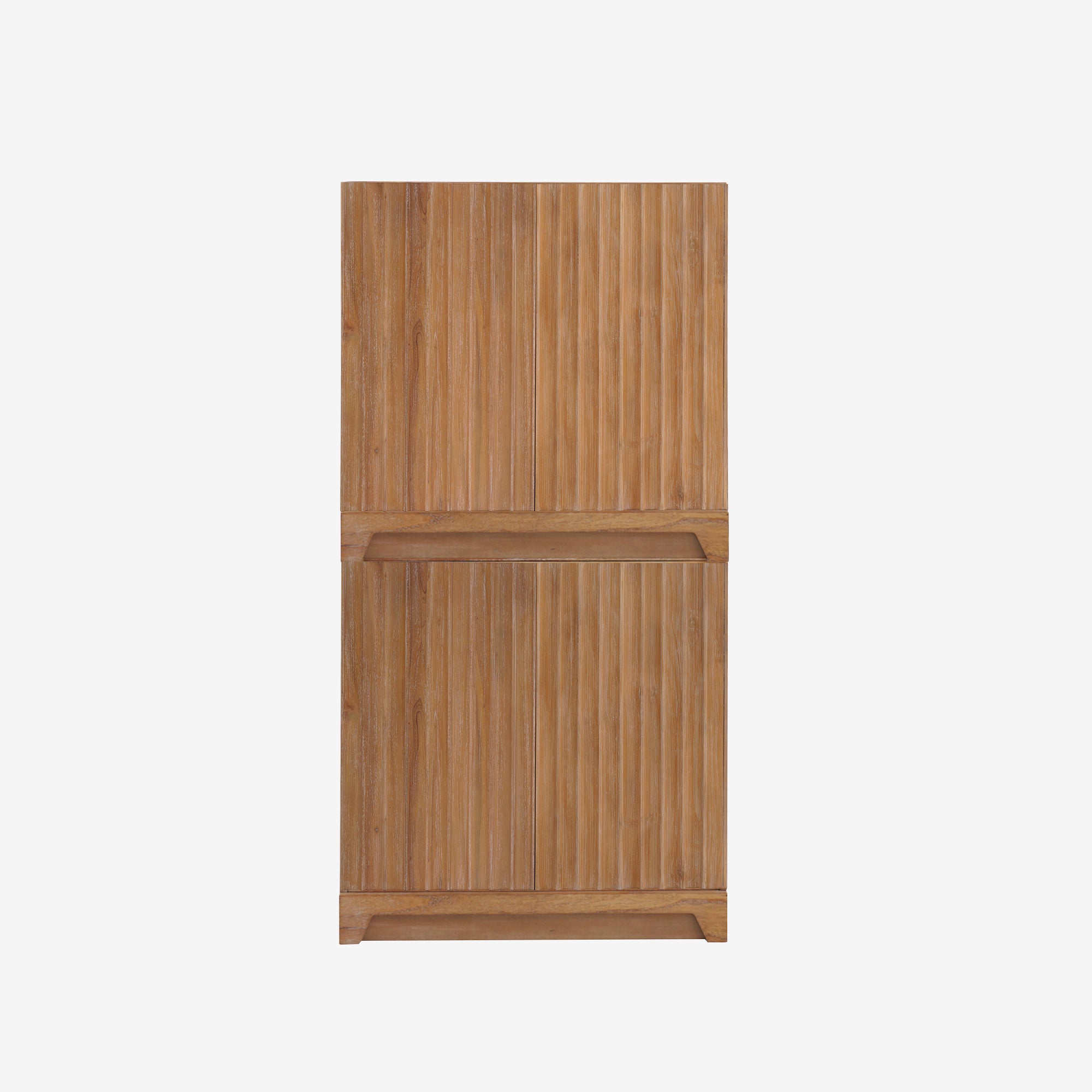 Front View Set Of 2 Natural Mira 31.5 Scalloped Modular Cabinet