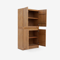 Opened Set Of 2 Natural Mira 31.5 Scalloped Modular Cabinet