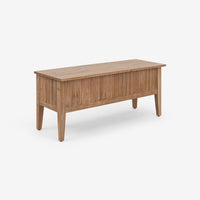 Angled View Natural Mira 42 Scalloped Storage Bench