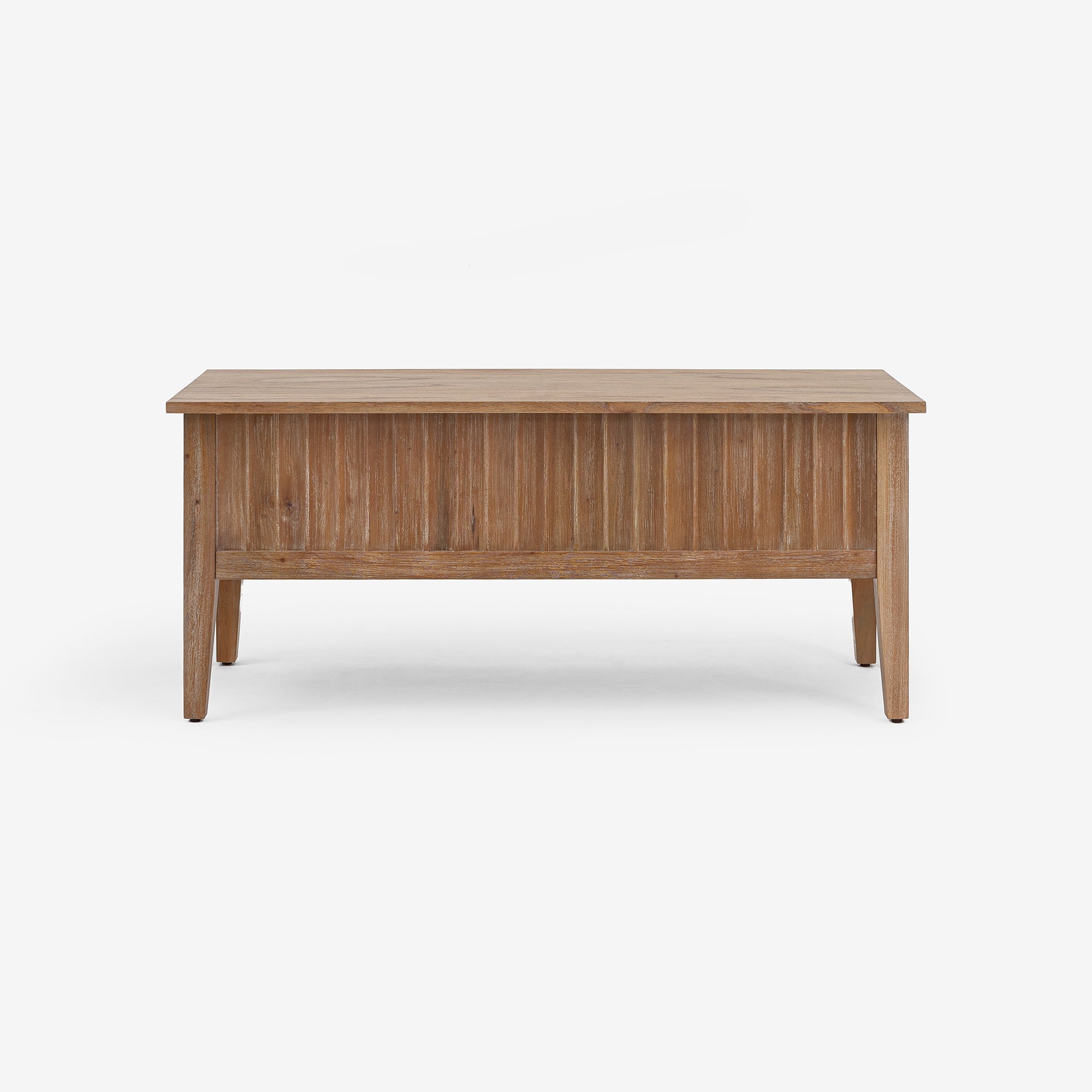 Front View Natural Mira 42 Scalloped Storage Bench