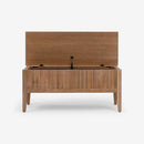 Opened Natural Mira 42 Scalloped Storage Bench