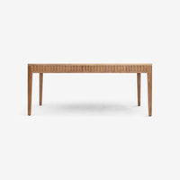 Front View Natural Mira 72 x 30 Scalloped Dining Table
