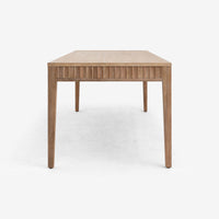 Side View Natural Mira 72 x 30 Scalloped Dining Table